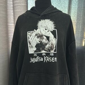 Men’s Distress look anime hoodie sweatshirt, jujutsu Kaisen size L